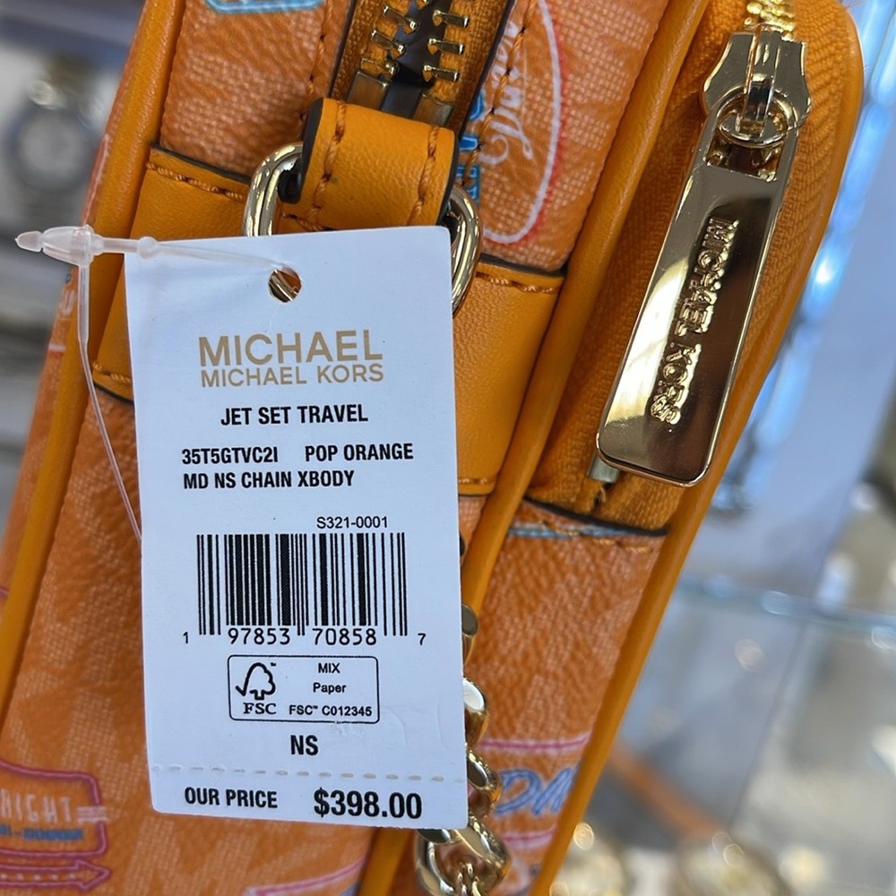 MICHAEL KORS Jet Set Md Printed Signature Logo Crossbody NS CHAIN XBODY Flight - Picture 14 of 16